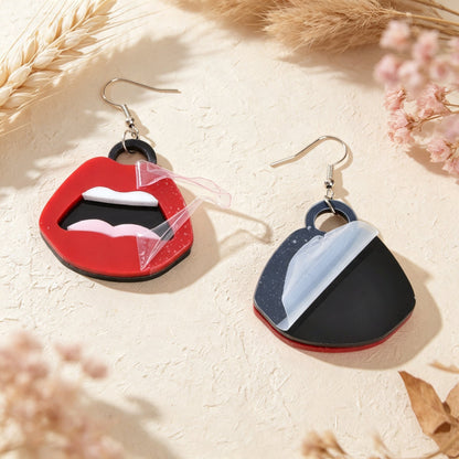 Y2k  Big Red Lips Earrings Halloween Jewelry Music Festival Party Club Cosplay Accessories-1