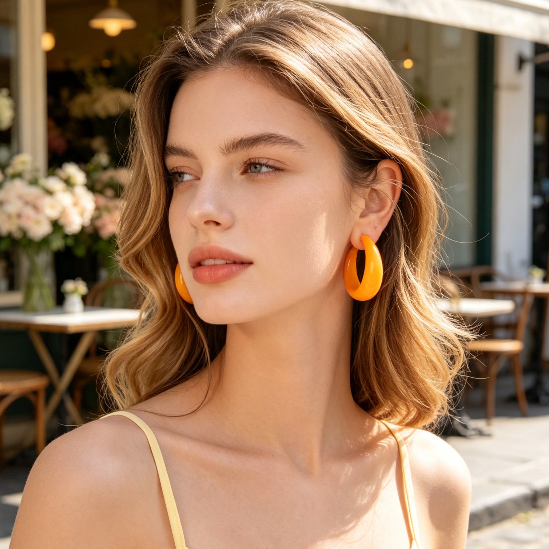 C Shape Solid Color Resin Chunky Hoop Earrings Daily Office Street Snap Vacation Minimalist Jewelry-0