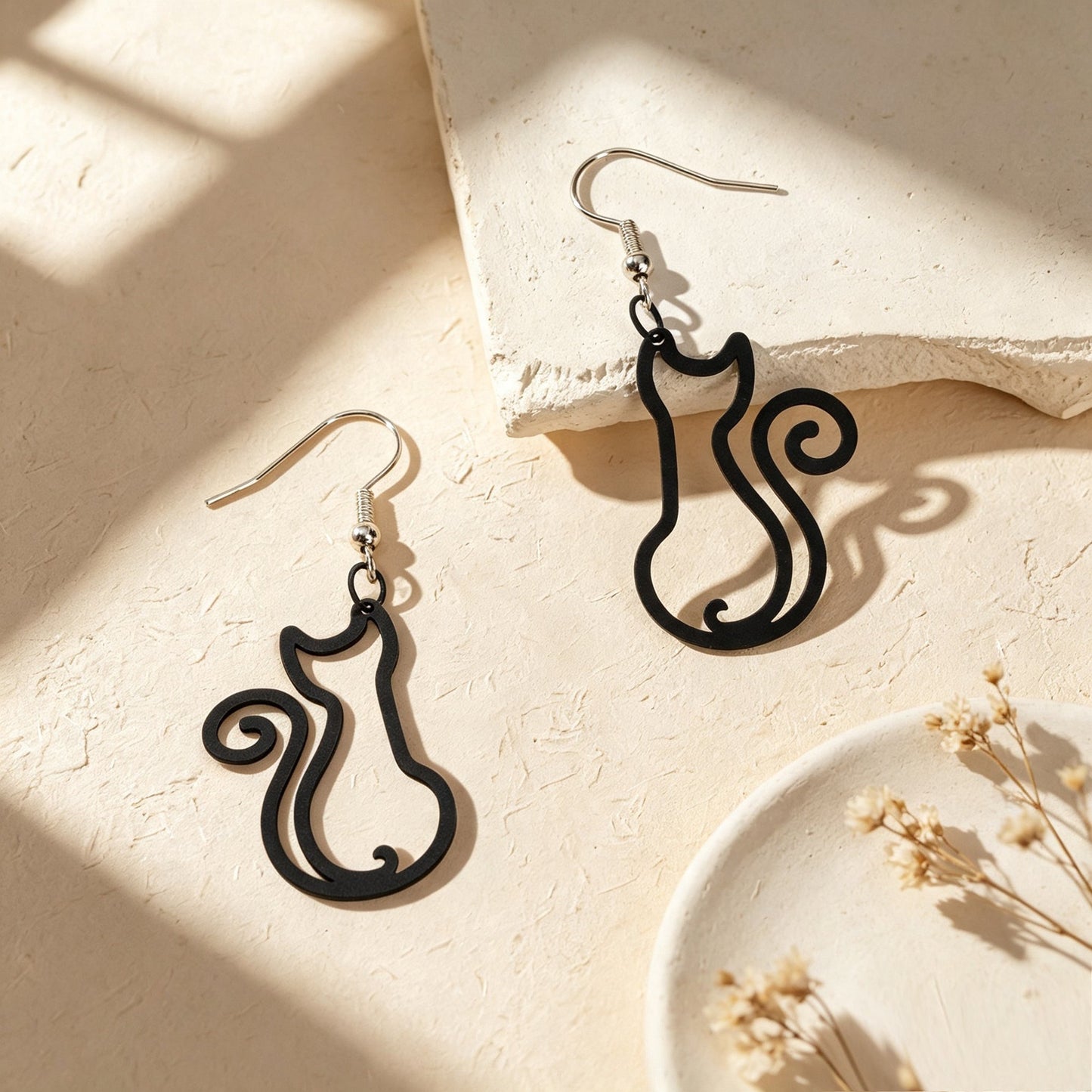 Hollow Cat Dangle Earrings Cute Animal Theme Accessory Minimalist Daily Party Jewelry Gift-2