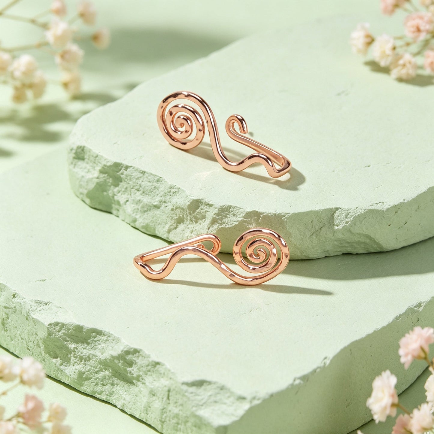2pcs Delicate Rose Gold No Piercing Geometric Ear Cuffs Elegant Daily Jewellery-2