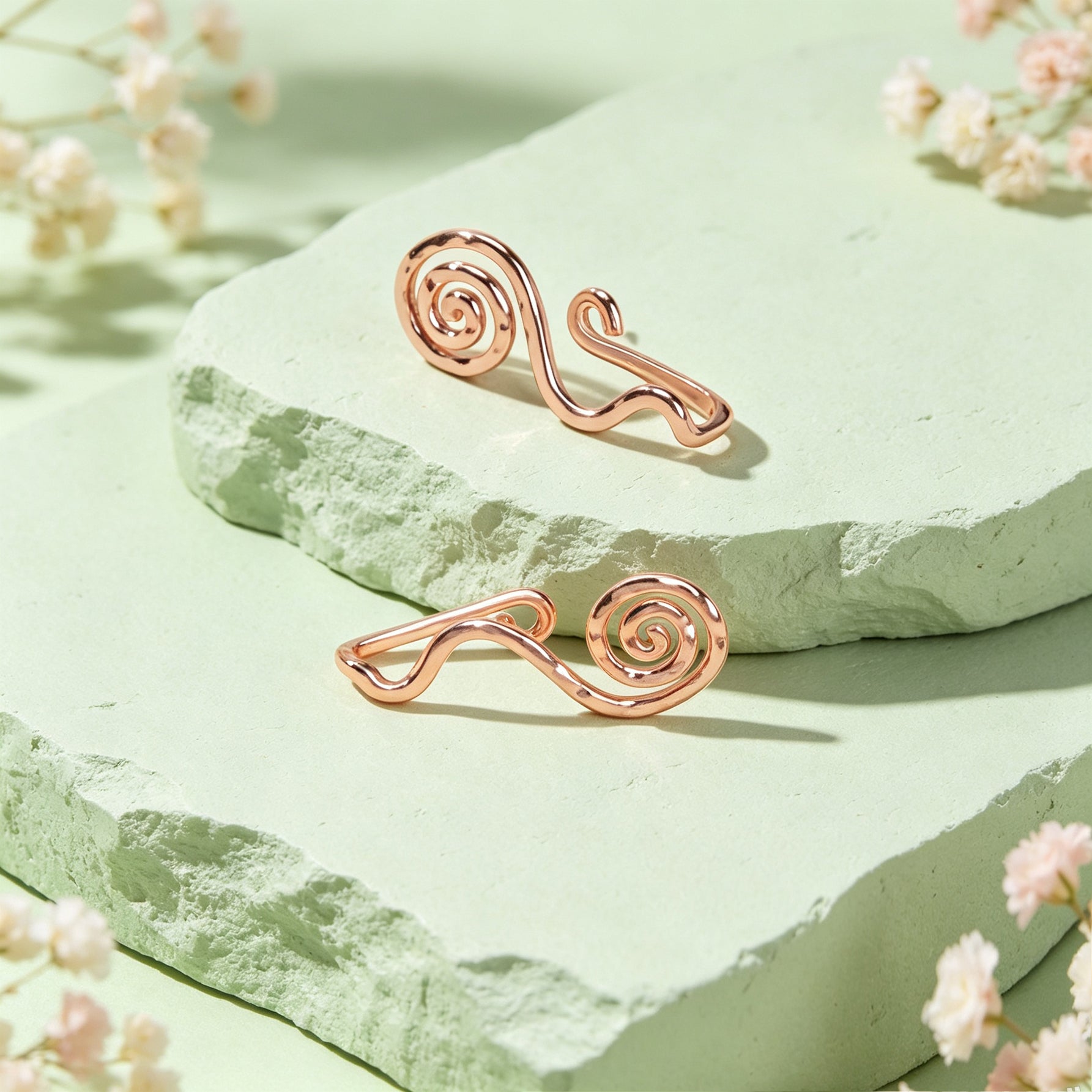 2pcs Delicate Rose Gold No Piercing Geometric Ear Cuffs Elegant Daily Jewellery-2
