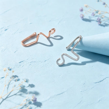 2pcs Dainty Summer Beach Zigzag Ear Cuffs No Piercing Silver Cartilage Ear Clips-1