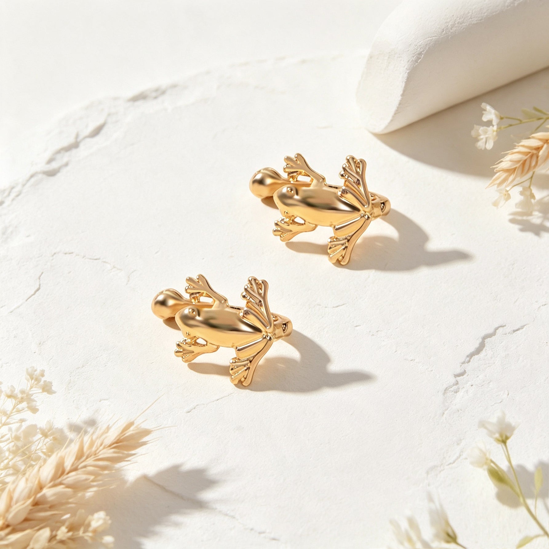 2pcs Gold Tiny Flower Ear Cuffs Non-Pierced Cartilage Ear Clips Dainty Jewellery-2