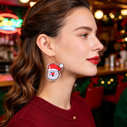 Star Sequin Filled Christmas Santa Claus Drop Earrings Clear Acrylic Material Festival Jewelry Gift-2