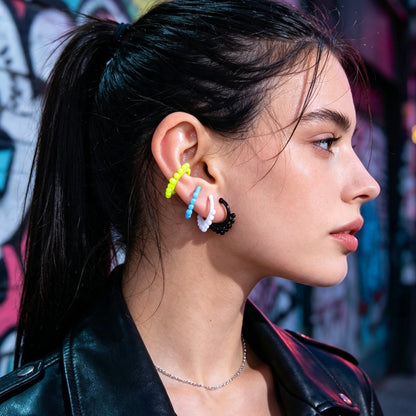 4pcs Y2K Colorful Ear Cuffs Non-Pierced Cartilage Ear Clips Punk Hip Hop Jewelry-1