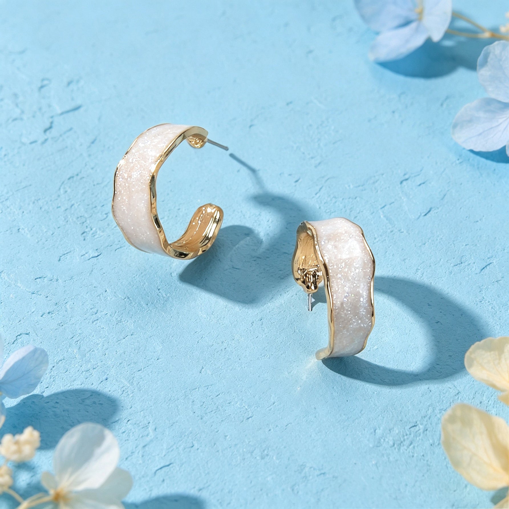 Simple White Enamel C Shape Hoop Stud Earrings Daily Officework Casual Jewelry-1