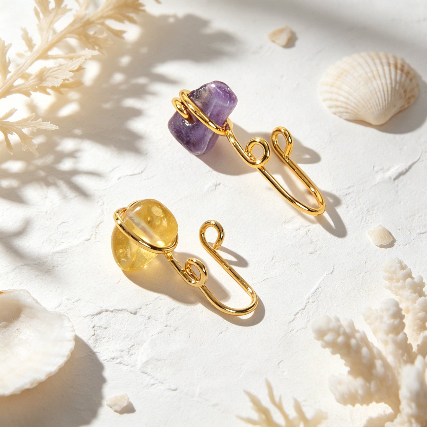 2pcs Boho Imitation Crystal Stone Ear Cuff Earring Summer Beach Vacation Jewelry-1