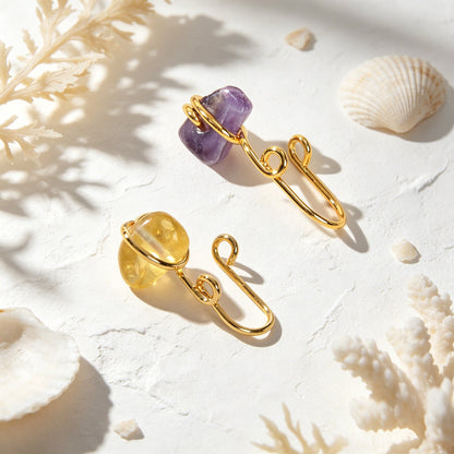 2pcs Boho Imitation Crystal Stone Ear Cuff Earring Summer Beach Vacation Jewelry-1
