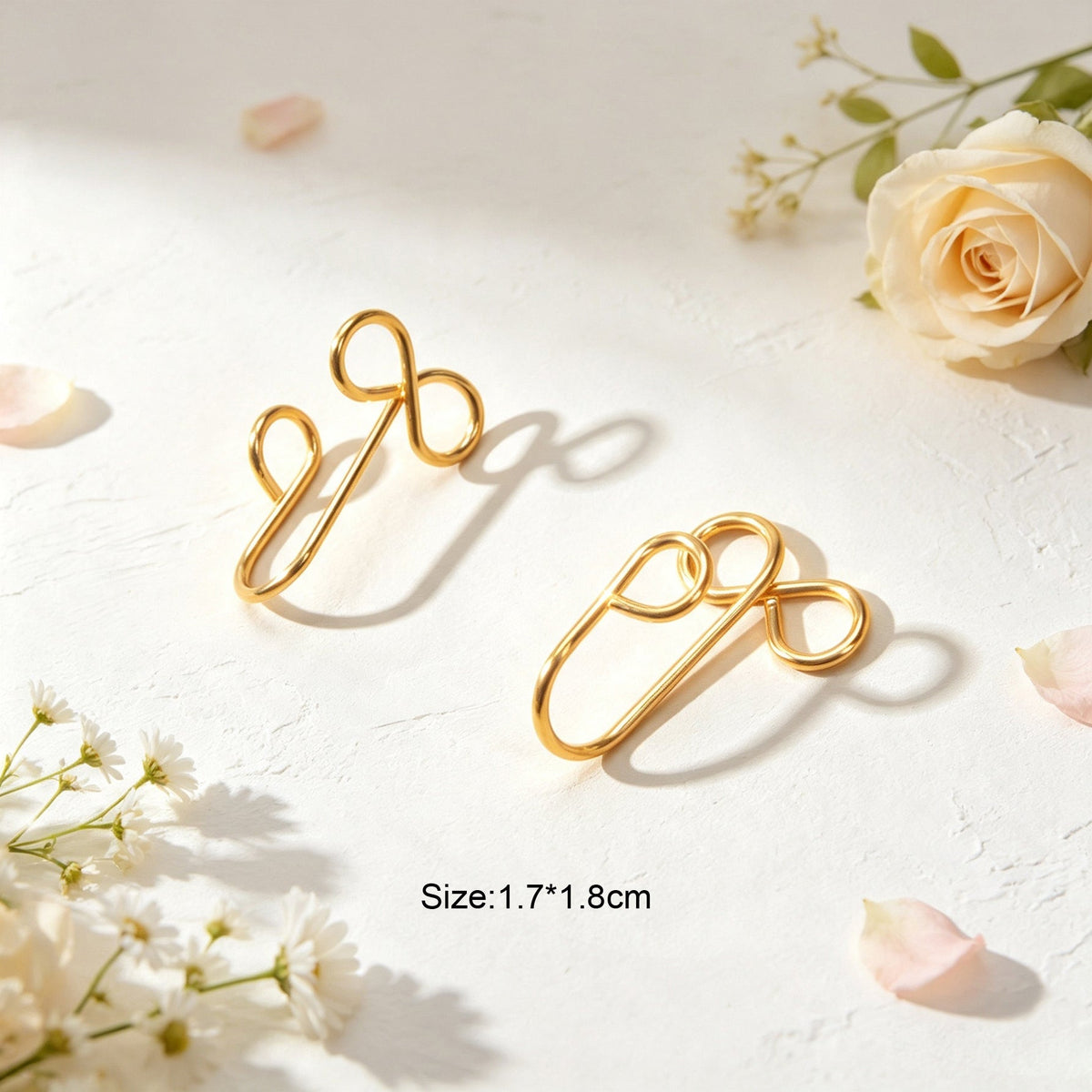 2pcs Minimal Bow Ear Cuff Gold Non-Pierced Cartilage Ear Clips Sweet Jewellery-2