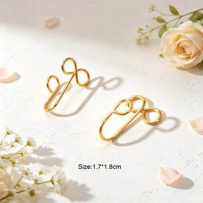 2pcs Minimal Bow Ear Cuff Gold Non-Pierced Cartilage Ear Clips Sweet Jewellery-2
