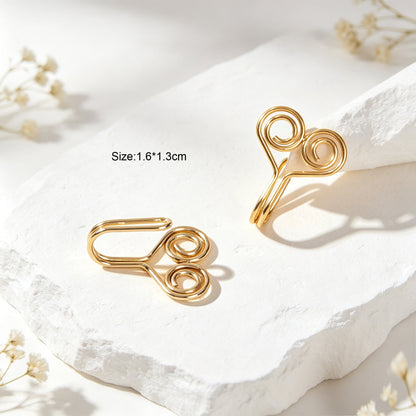 2pcs Simple Spiral Clip‑On Ear Cuffs Gold Non‑Pierced Earrings Casual Jewellery-1