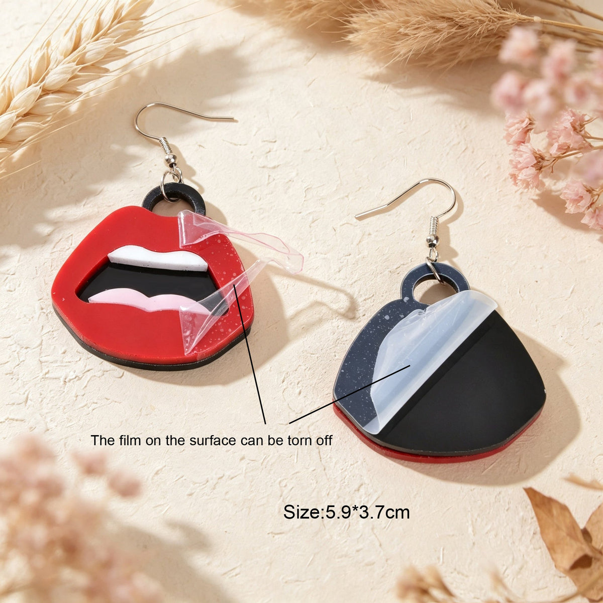 Y2k  Big Red Lips Earrings Halloween Jewelry Music Festival Party Club Cosplay Accessories-2