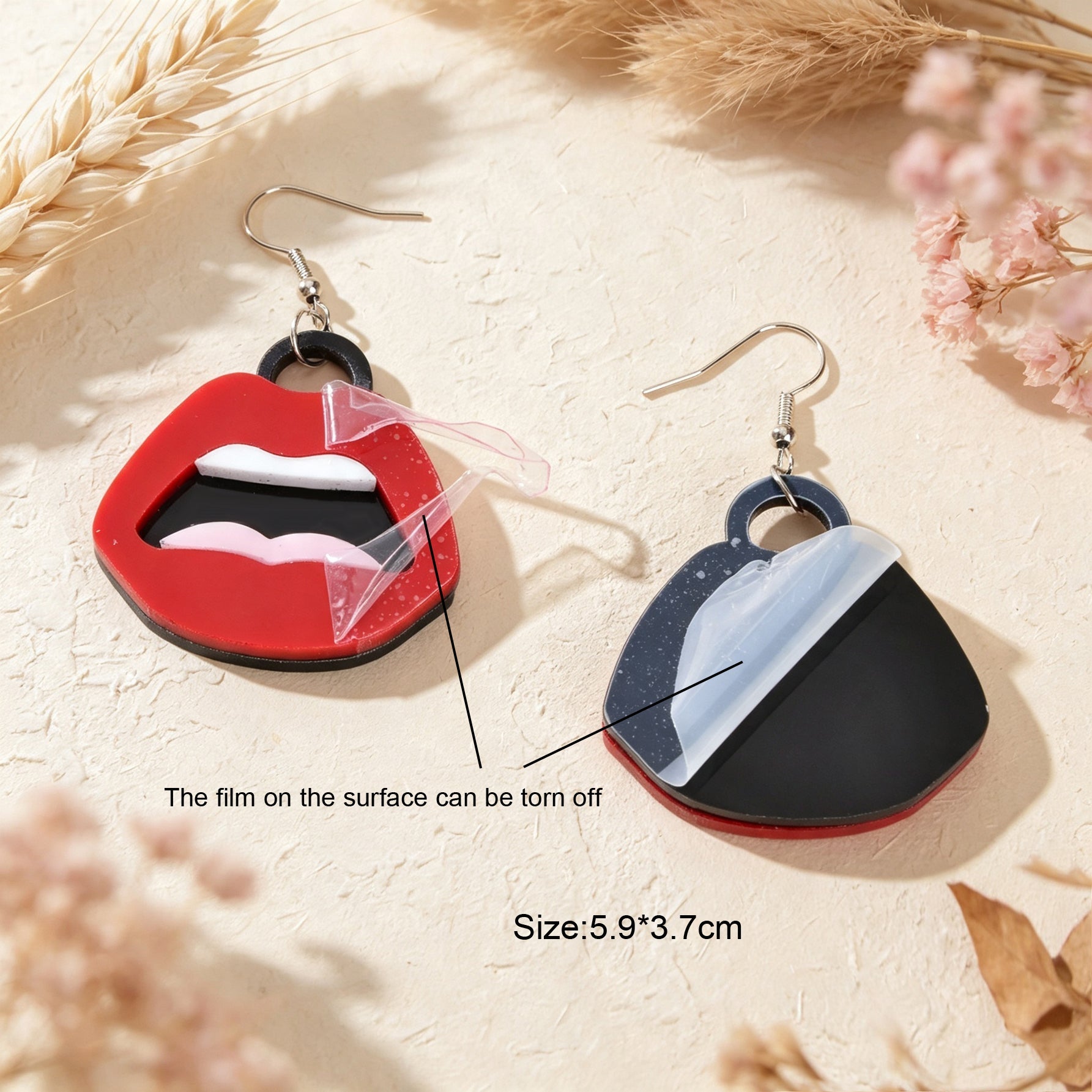 Y2k  Big Red Lips Earrings Halloween Jewelry Music Festival Party Club Cosplay Accessories-2