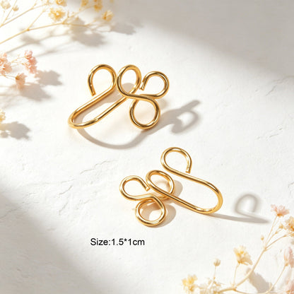 2pcs Simple Dainty Ear Cuff No Piercing Gold Lucky Four Leaf Cartilage Ear Clips-1