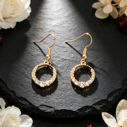 Luxurious Shiny Circle Dangle Earrings Elegant Jewelry for Wedding Dating Party Banquet-1
