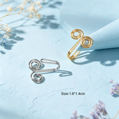 2pcs Boho Double Spiral Wire Ear Cuff Gold Silver Non-Pierced Cartilage Ear Clip-1