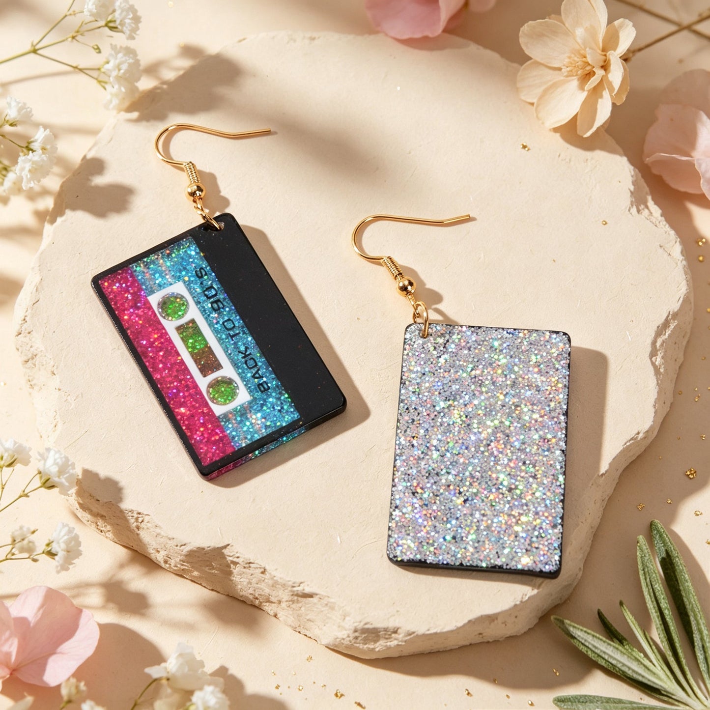 Retro Glitter Colorful Sequins Tape Dangle Earrings Y2K Hip Hop Jewelry for Bar Nightclub Music Festival-2