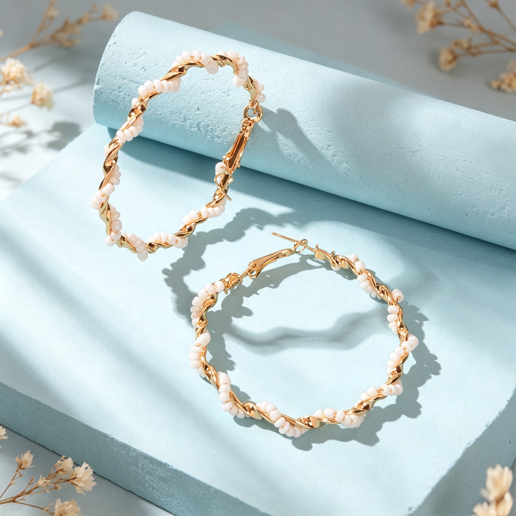 Bohemian Beaded Large Twist Circle Hoop Earrings Summer Beach Holiday Statement  Jewelry-4