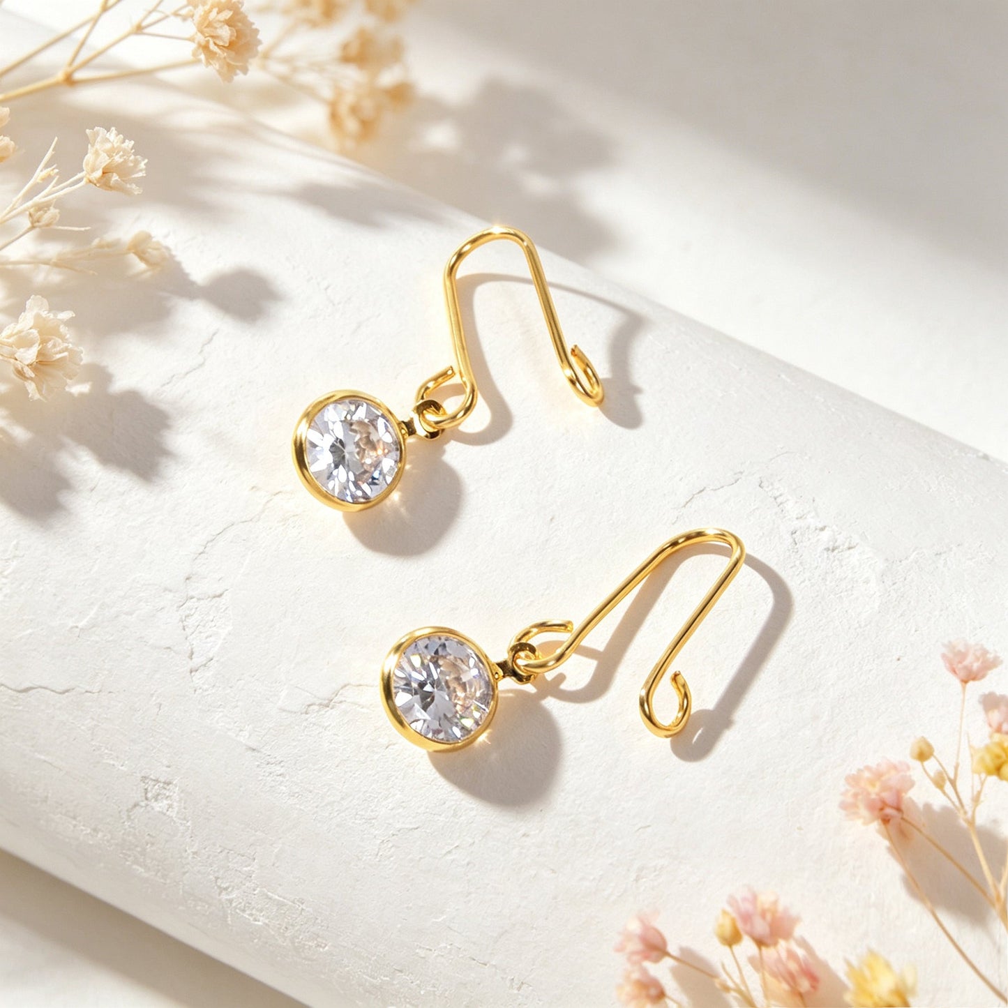 2PCS Luxury Elegant Shiny Rhinestone Drop Ear Cuffs Non Piercing Gold Ear Clips-1