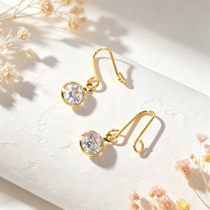 2PCS Luxury Elegant Shiny Rhinestone Drop Ear Cuffs Non Piercing Gold Ear Clips-1