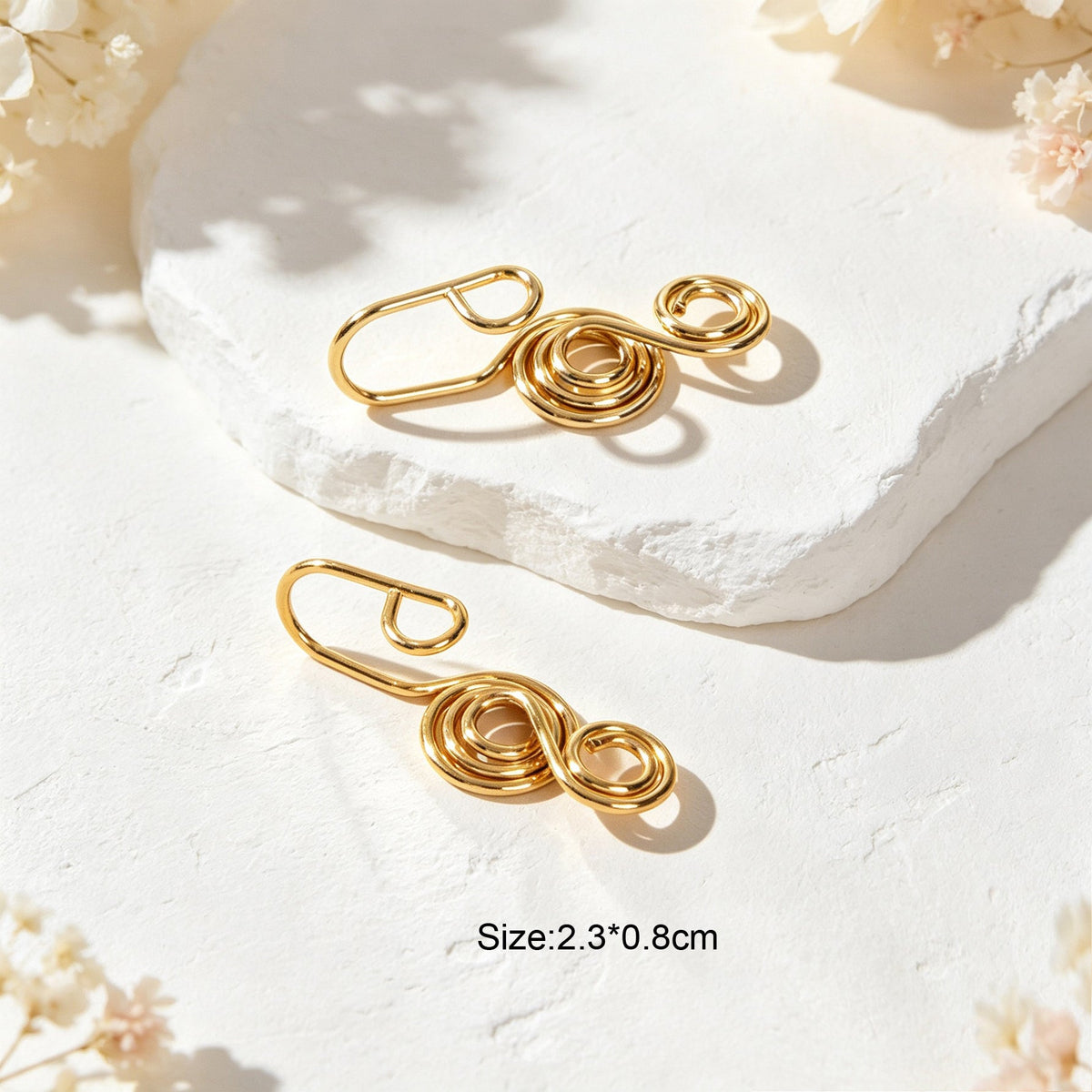 2pcs Punk Spiral Clip‑On Ear Cuffs Gold Non‑Pierced Earrings Fashion Jewellery-2