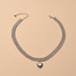Wide Multi-layer Popcorn Silver Chain Heart Necklace Women Party Decoration Gift-0