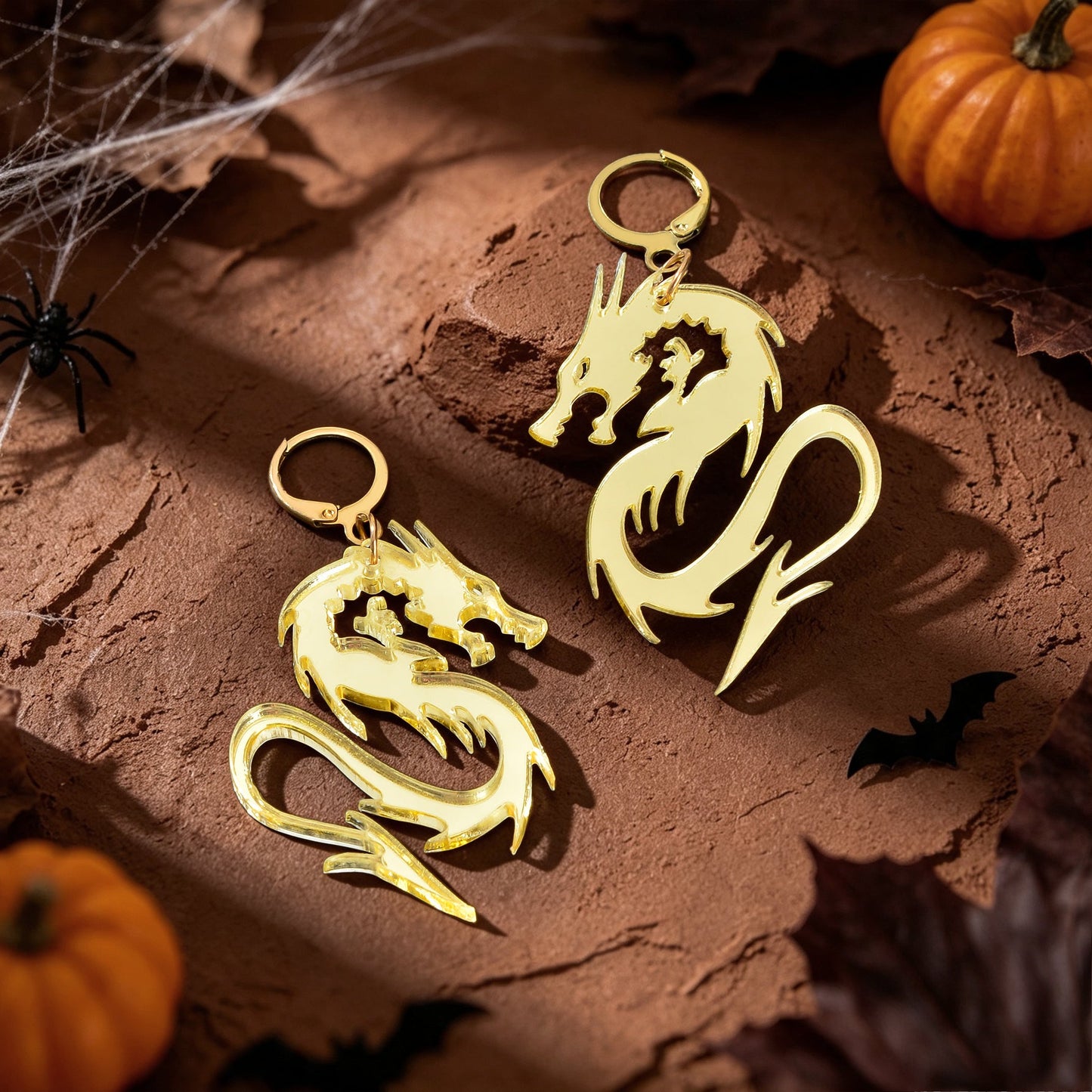 Halloween Acrylic Dragon Dangle Hoop Earring Gothic Spooky Party Cosplay Jewelry-3