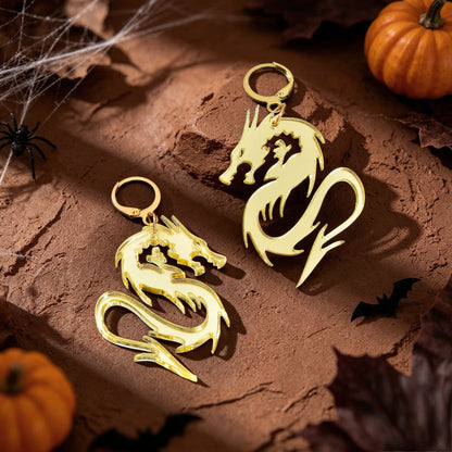 Halloween Acrylic Dragon Dangle Hoop Earring Gothic Spooky Party Cosplay Jewelry-3