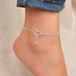 Shiny Double layer Silver Ball Chain Heart Charm Rhinestone Anklet Bracelet Gift-0