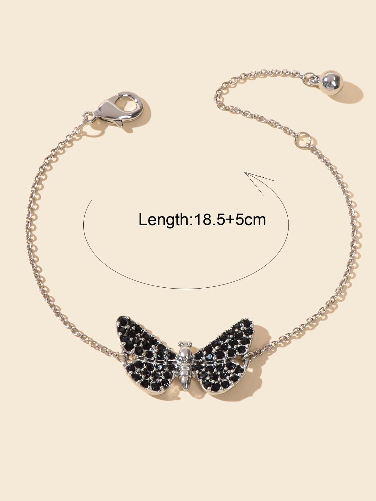 Stunning Black Diamond Butterfly Pendant Bracelet - Sparkle and Style Jewellery-1
