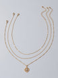 3pcs Female Jewelry Beautiful Multiple Gold Chain Flower Pendant Trendy Necklace-0