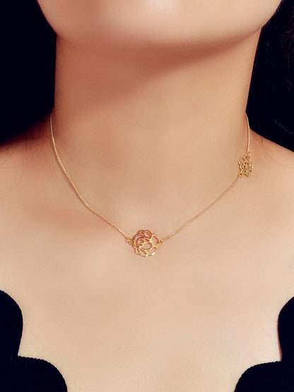 Retro Black Gold Chain Flower Collar Necklace Women Short Choker Accessories-5