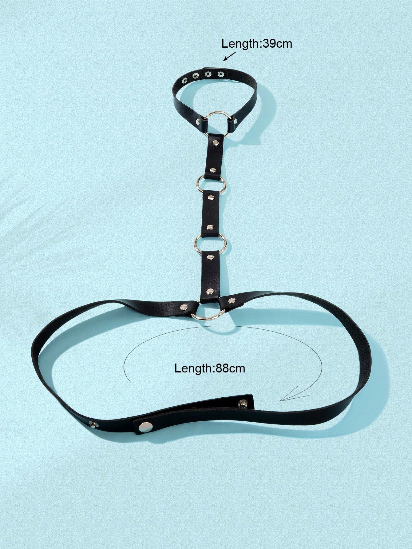 Punk Black PU Leather Body Belly Harness Waist Chain Rave Adjustable Nightclub Body Jewelry-1