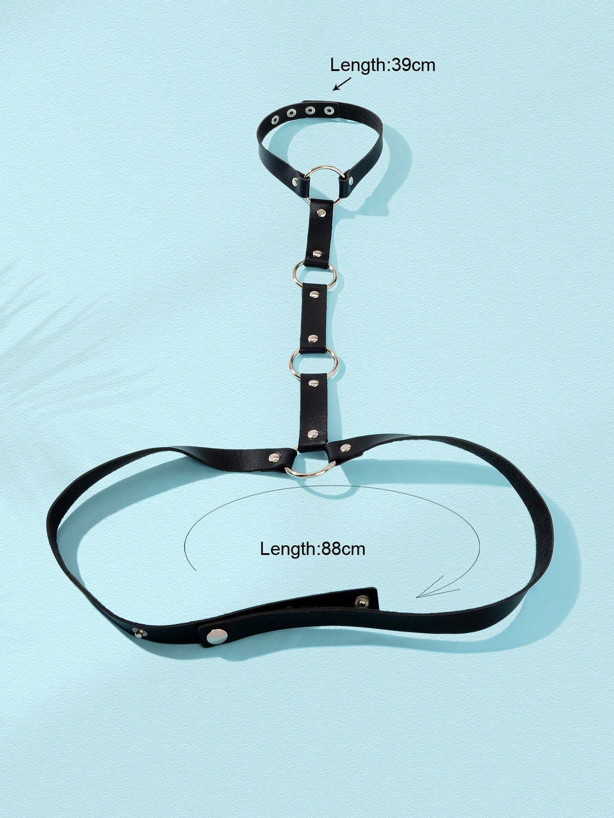 Punk Black PU Leather Body Belly Harness Waist Chain Rave Adjustable Nightclub Body Jewelry-1