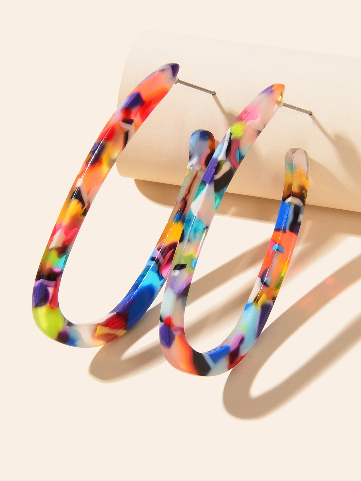 Trendy Acrylic Women Beach Colourful Resin Statement Earrings Vacation Jewellery-0