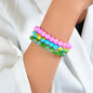 3 pcs Bohemian Ethnic Jewellery Multi-colored Elastic Beads Bangle Bracelets Set-0