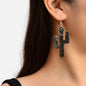 Faux Leather Lightweight Handmade Cactus Dangle American Indian Dangle Earrings-5