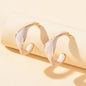 Female Jewelry White Enamel Spiral Design Geometric Stud Hypoallergenic Earrings-0