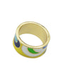 Ethnic Jewelry Geometric Pattern Colourful Enamel Gold Chunky Bohemian Band Ring-4