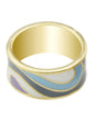 Ethnic Jewelry Geometric Pattern Colourful Enamel Gold Chunky Bohemian Band Ring-5