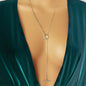 Minimalist Accessories Silver Long Chain Y Style Stick Pendant Lariat Necklace-0