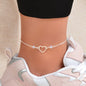 Dainty Foot Jewellery Girl Silver Chain Heart Charm Summer Barefoot Beach Anklet-0