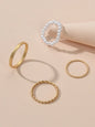 4pcs Boho Chic Stackable Pearl Midi Finger Knuckle Multiple Rings set Bulk Pack-0