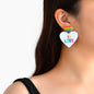 Rainbow Resin Heart Love Letter Asymmetrical Dangle Pierced Earrings Jewellery-0