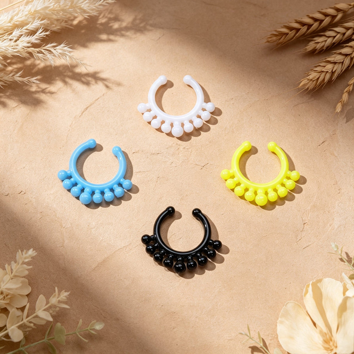 4pcs Y2K Colorful Ear Cuffs Non-Pierced Cartilage Ear Clips Punk Hip Hop Jewelry-2