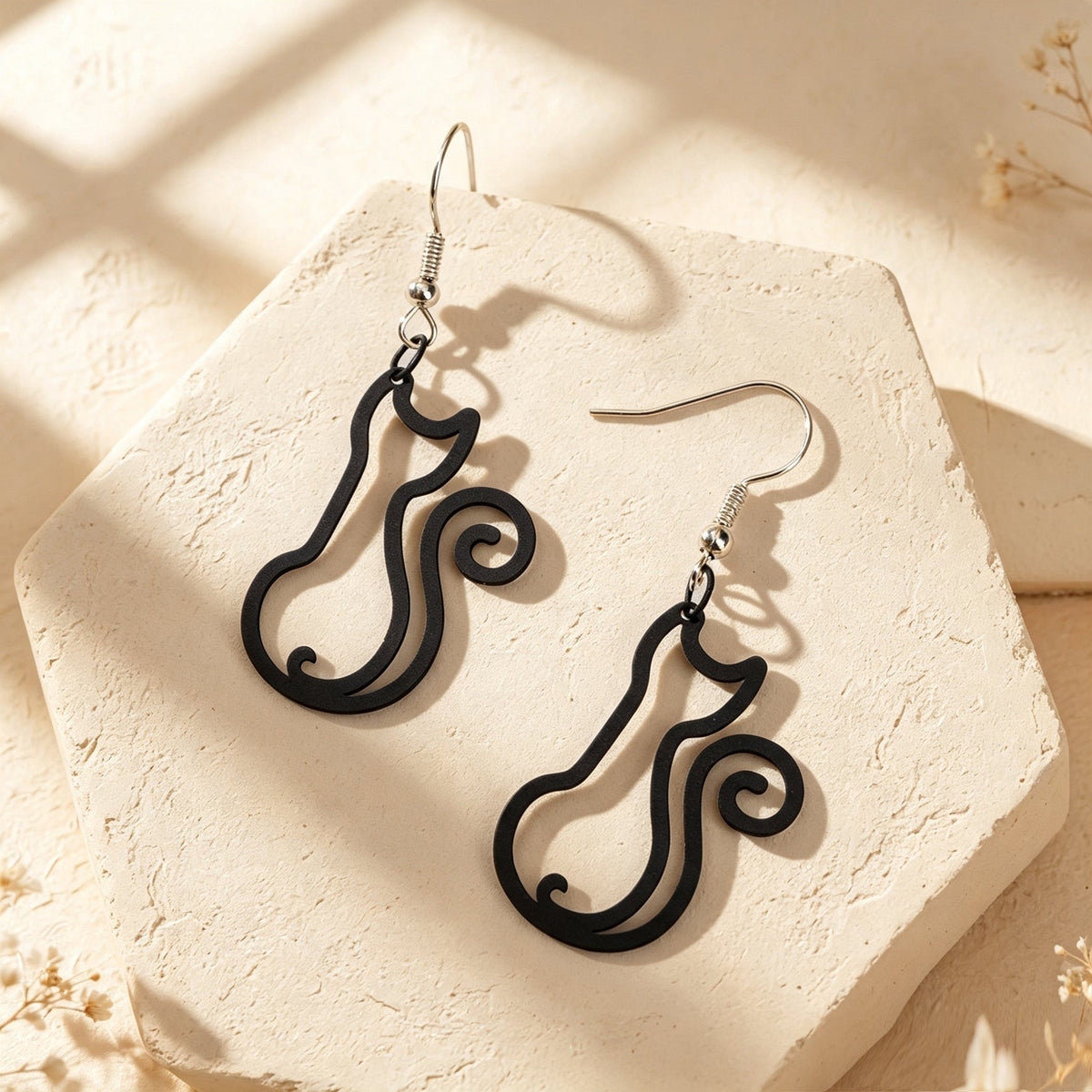 Hollow Cat Dangle Earrings Cute Animal Theme Accessory Minimalist Daily Party Jewelry Gift-3