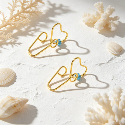 2pcs Beads Gold Hollow Love Heart Ear Cuff Earring Daily Gathering Festival Gift-2