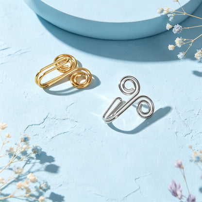 2pcs Boho Double Spiral Wire Ear Cuff Gold Silver Non-Pierced Cartilage Ear Clip-2