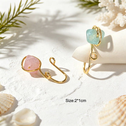 Irregular Stone Ear Cuffs No Piercing Cartilage Ear Clips Gold Earrings Jewelry-2