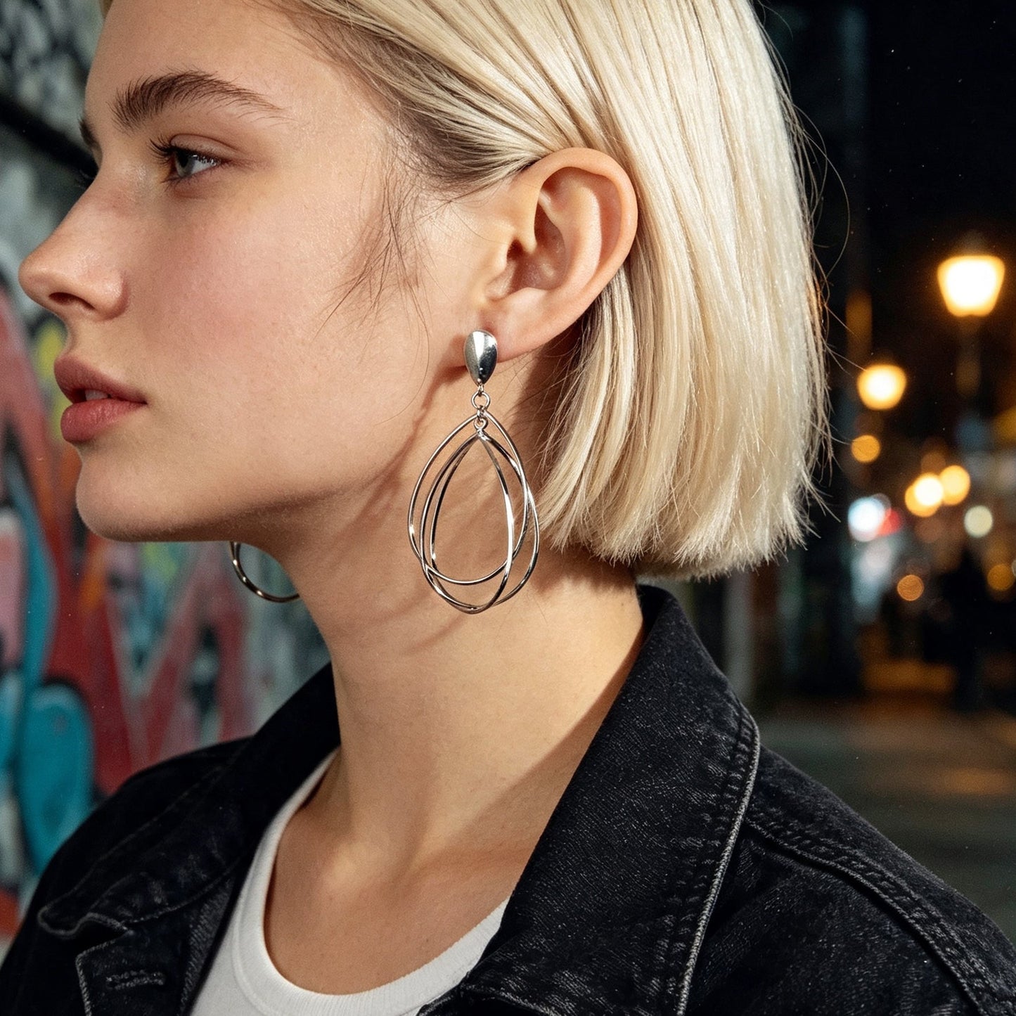 Simple Geometric Hollow Water Drop Dangle Earring Daily Office Hyperbole Jewelry-2